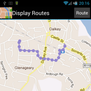 Screenshot of a recorded route